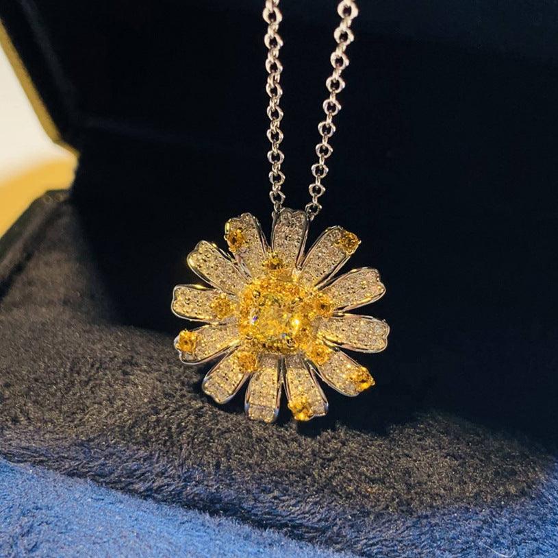 Flower Series High Carbon Imitation Diamond S925 Silver Necklace