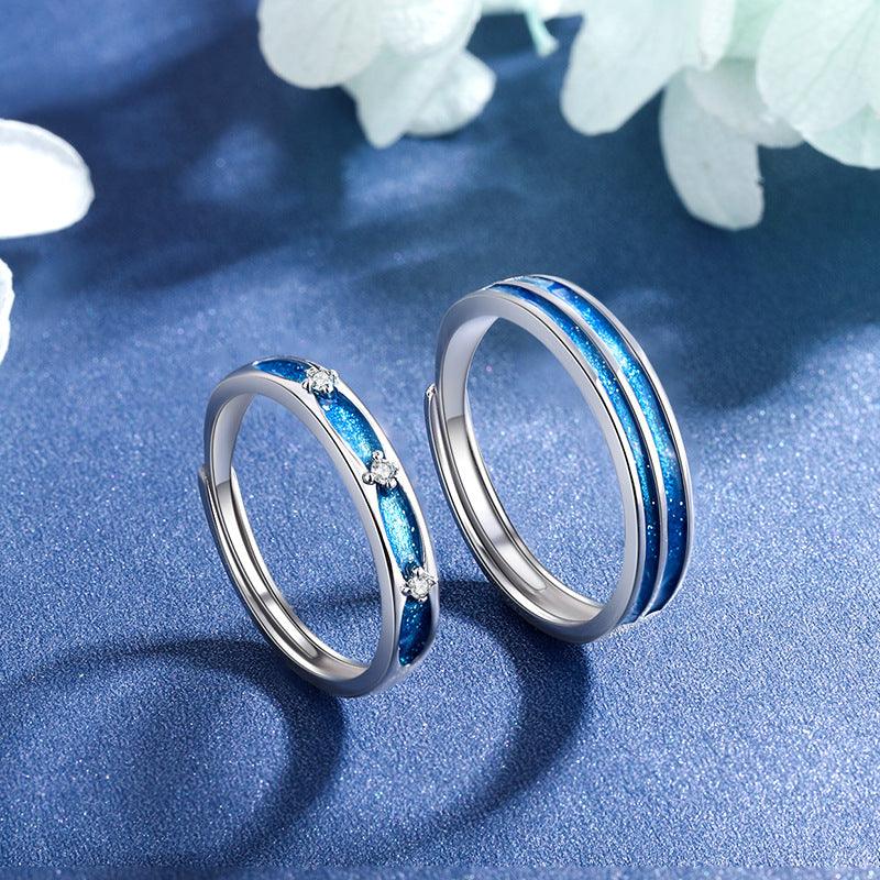 Crossing the Love River Handmade Series S925 Sterling Silver Couple Ring