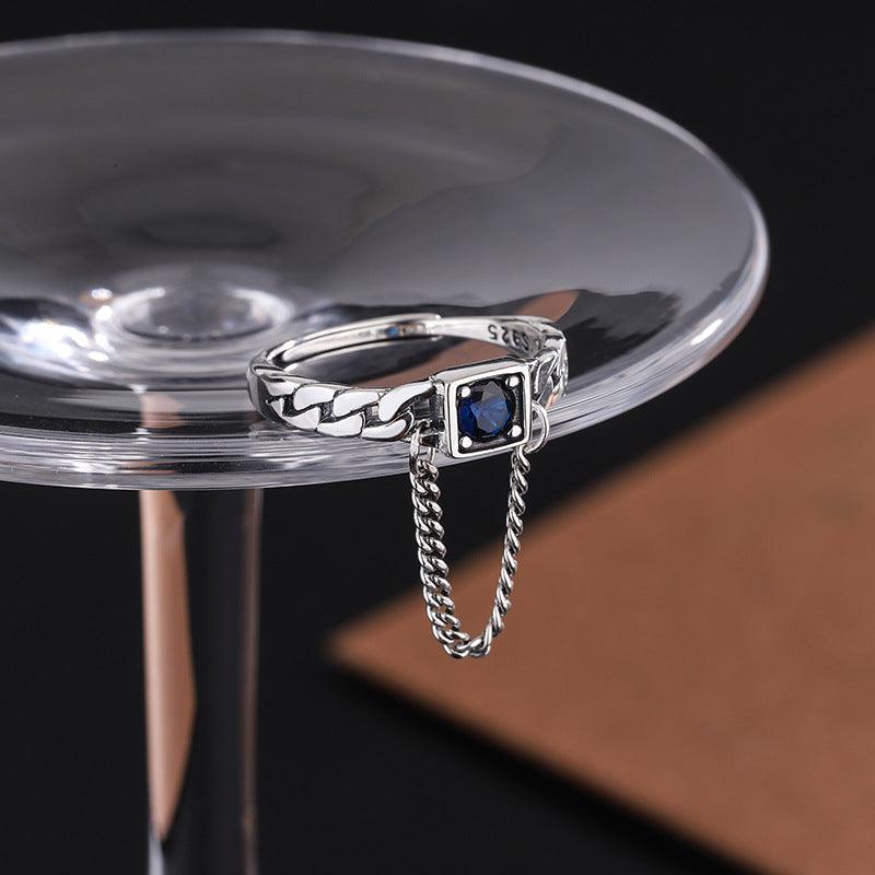 Cuban chain shape handmade series S925 sterling silver ring