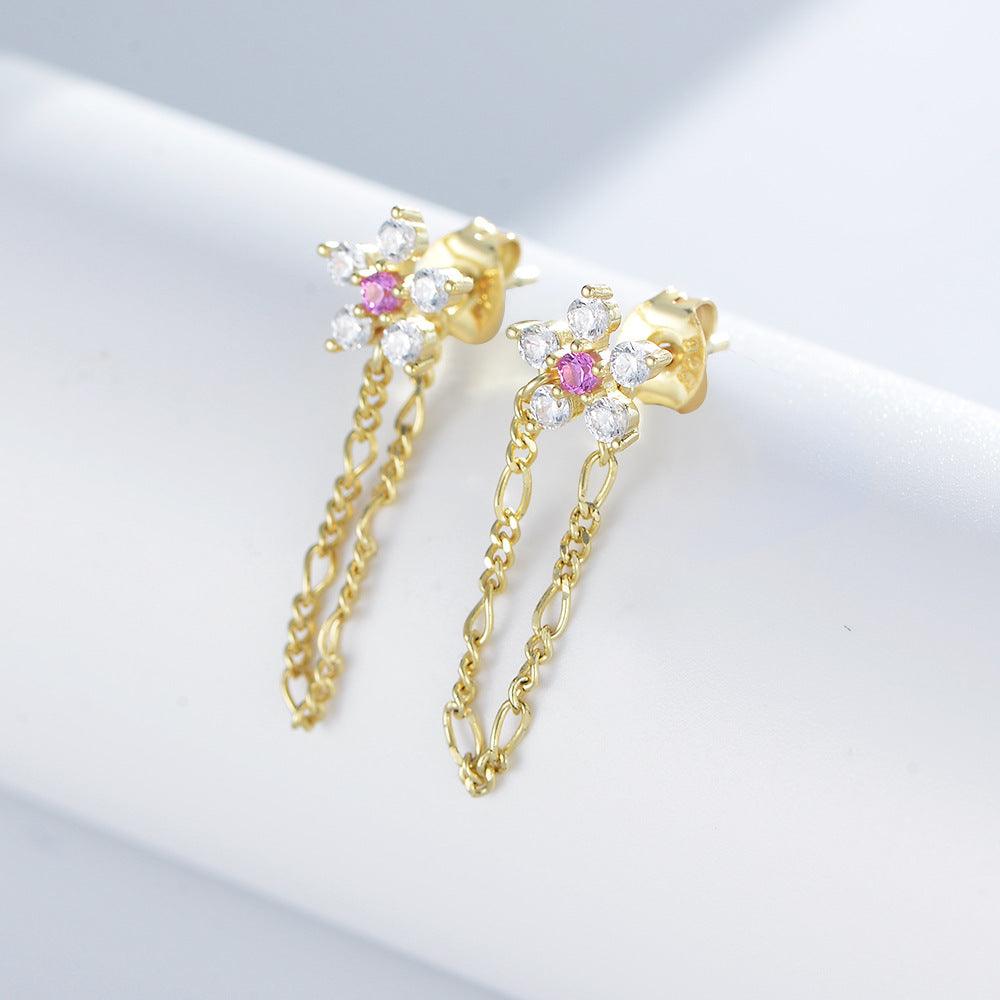 Classic sparkling tassel flower handmade series S925 sterling silver earrings