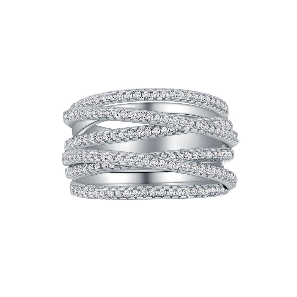 Multi-layer line winding S925 sterling silver ring-BlingRunway