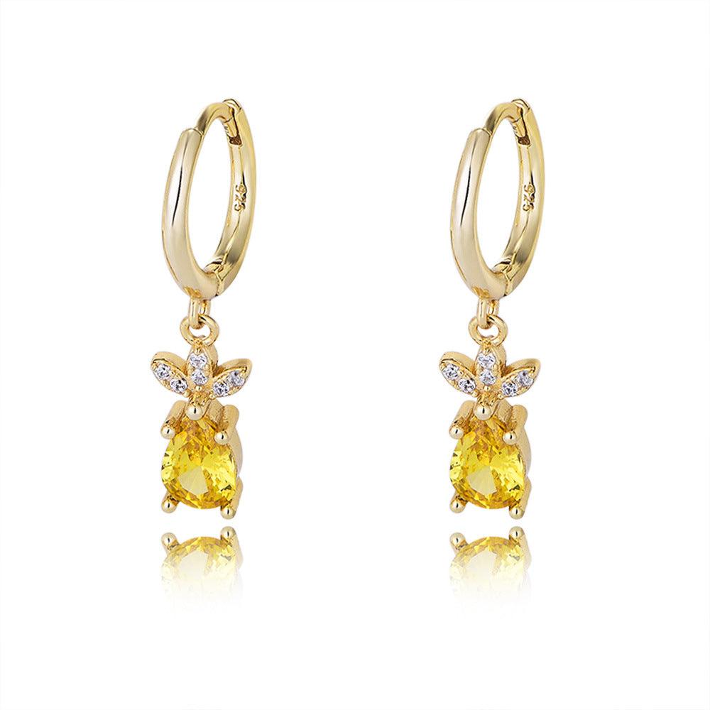 Lovely Pineapple Handmade Series S925 Sterling Silver Zircon Earrings-BlingRunway