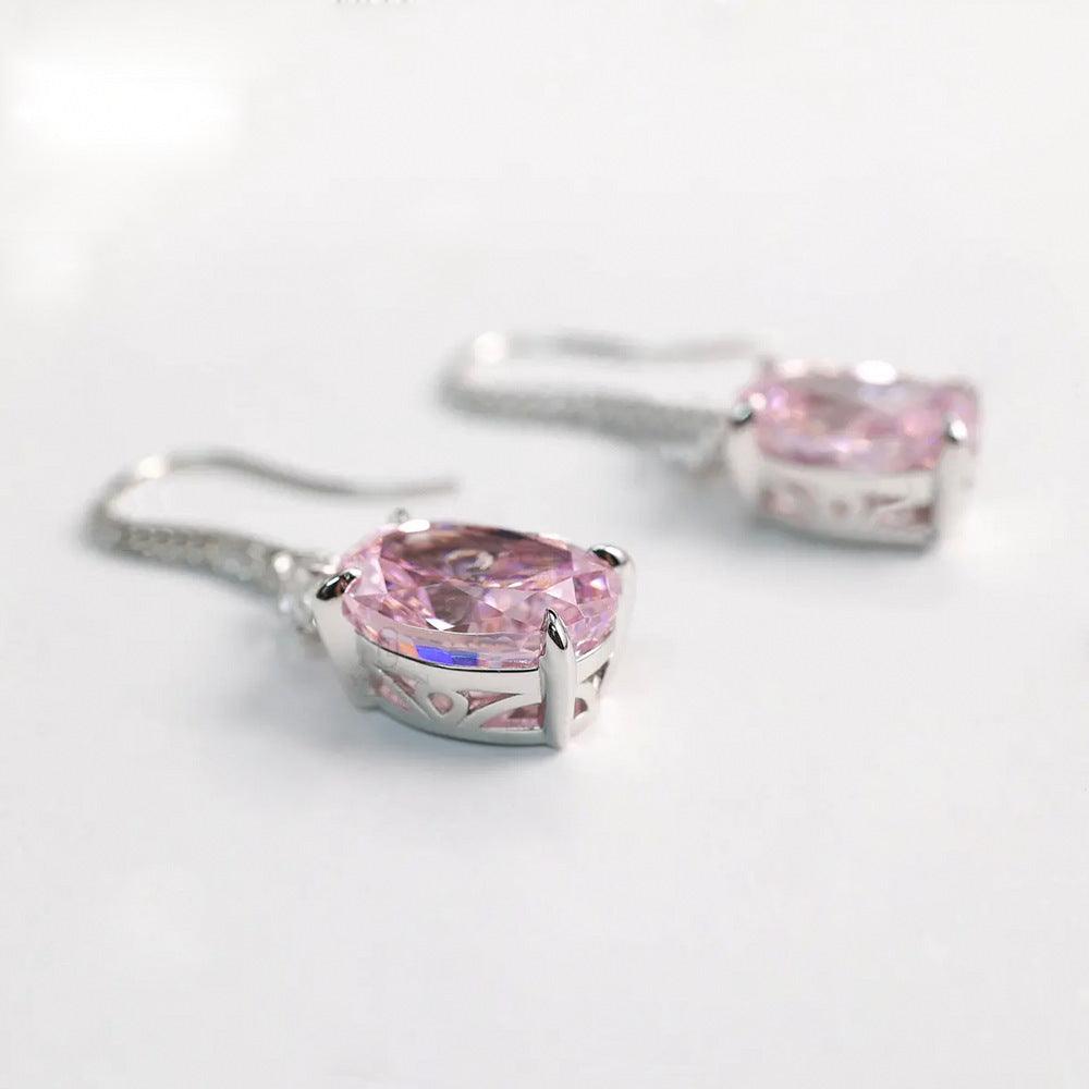 Luxury inlaid synthetic yellow diamond S925 sterling silver earrings