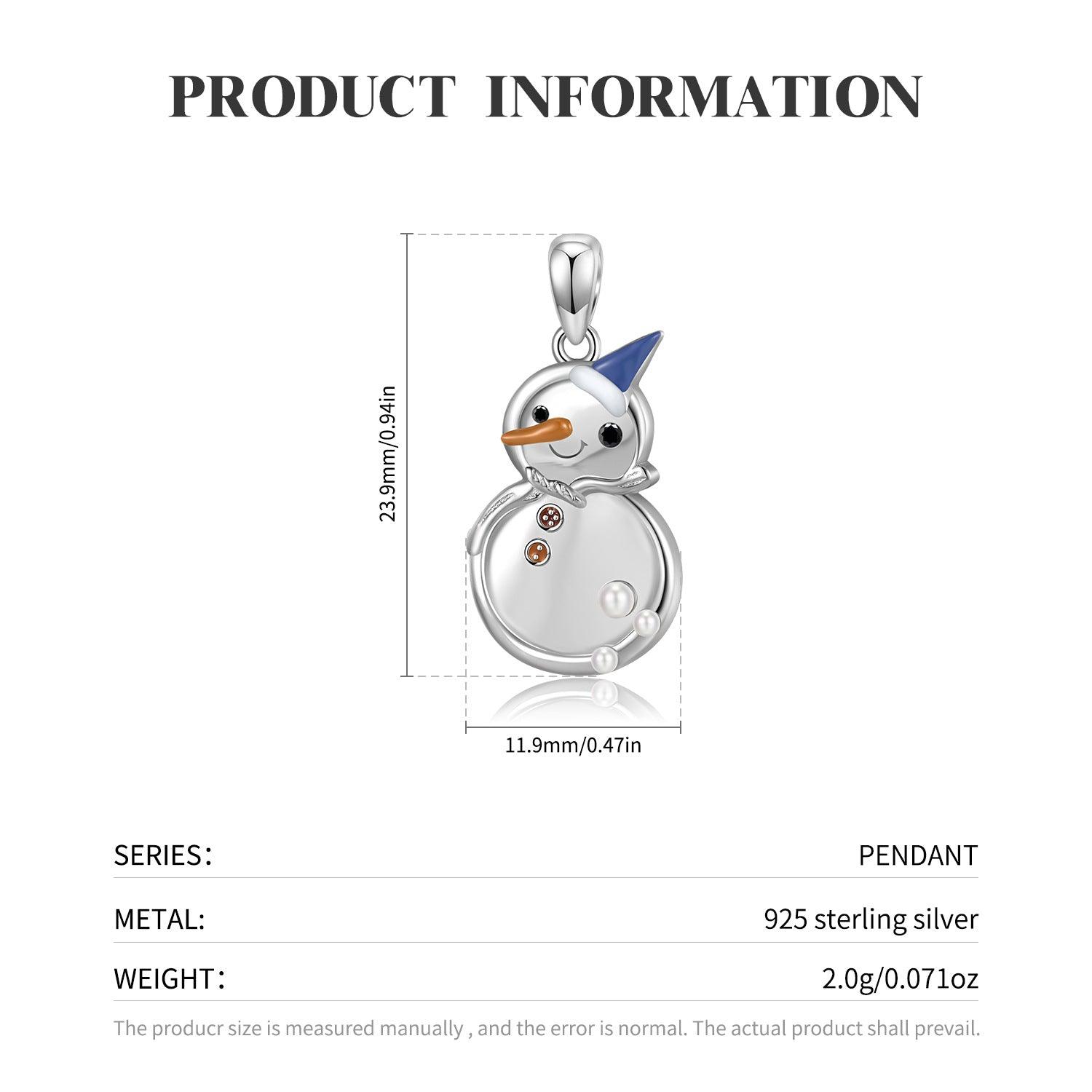 Cute Snowman Handmade Series S925 Sterling Silver Necklace