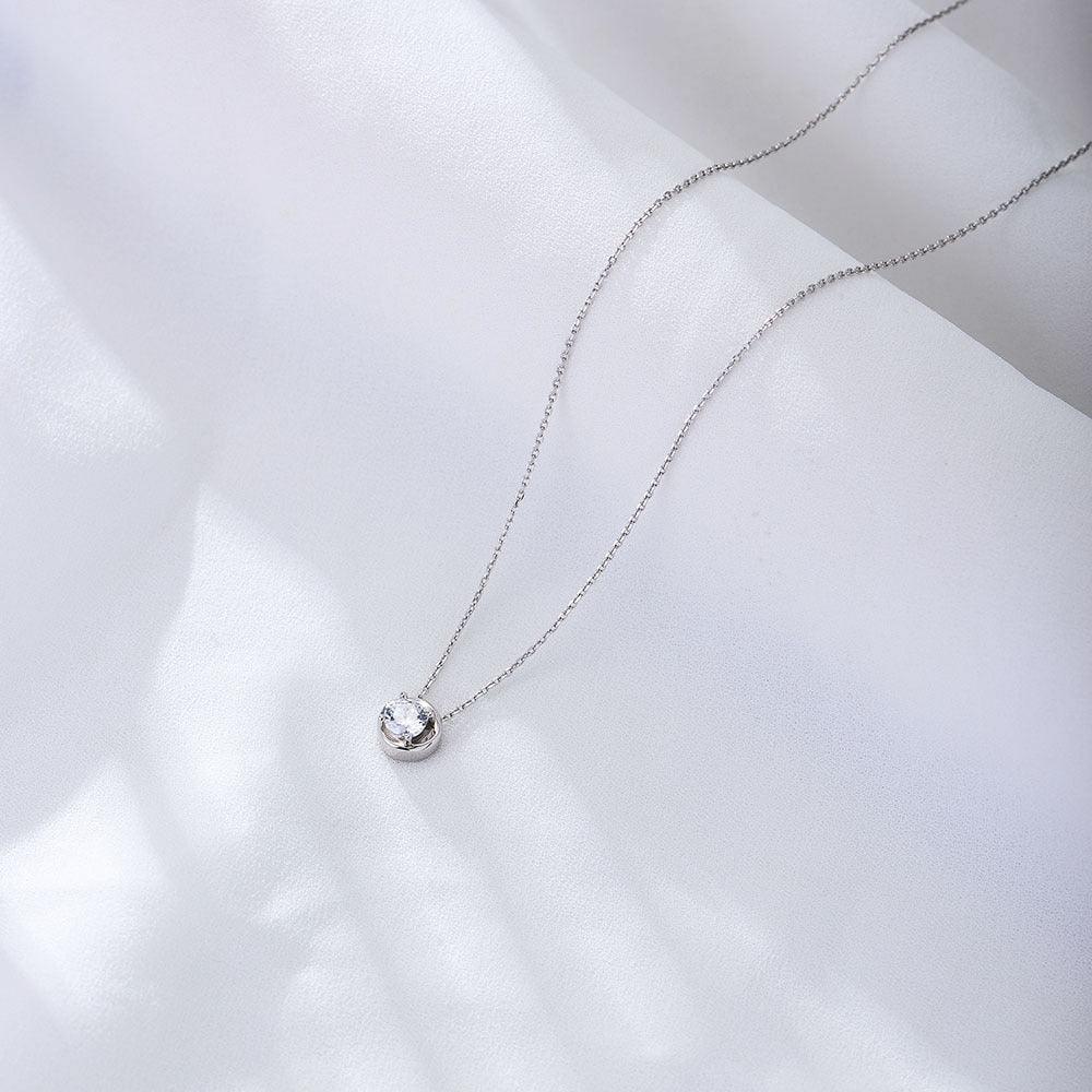 Classic Round Zircon Pendant Handmade Series S925 Sterling Silver Necklace