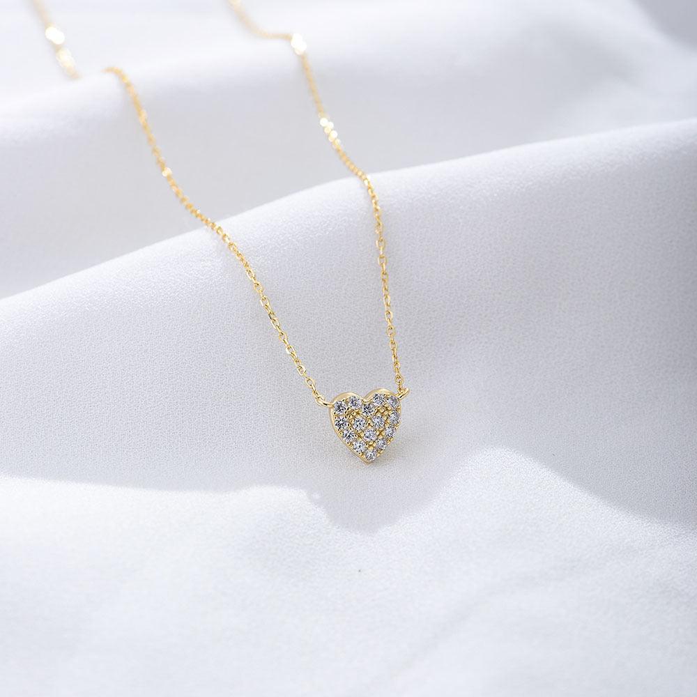 Classic Shining heart-shaped Zircon Handmade Series S925 Sterling Silver Necklace