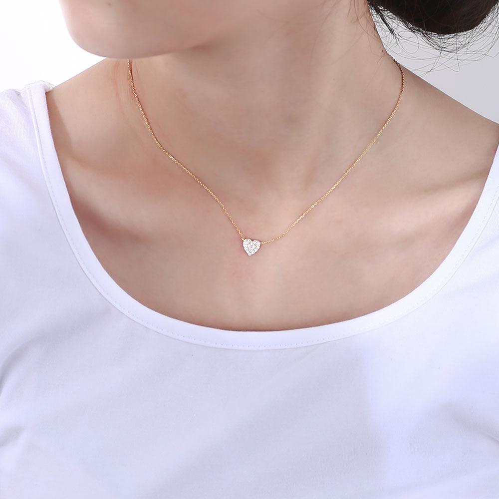 Classic Shining heart-shaped Zircon Handmade Series S925 Sterling Silver Necklace