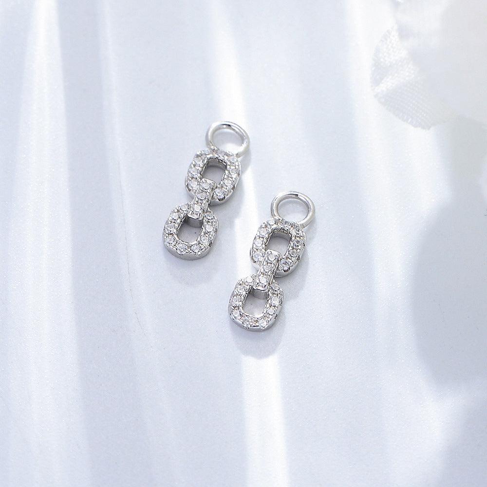 Classic Double Ring Zircon Handmade Series S925 Sterling Silver Earrings
