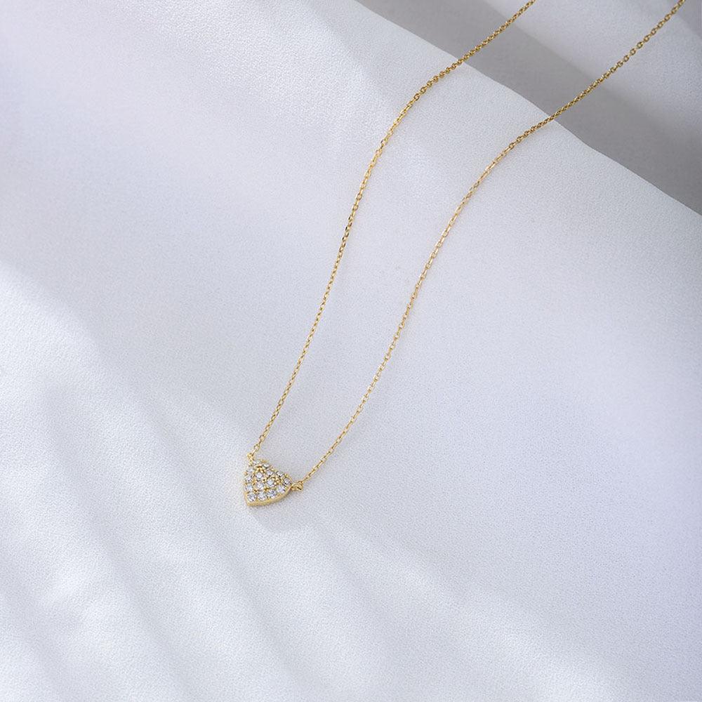 Classic Shining heart-shaped Zircon Handmade Series S925 Sterling Silver Necklace