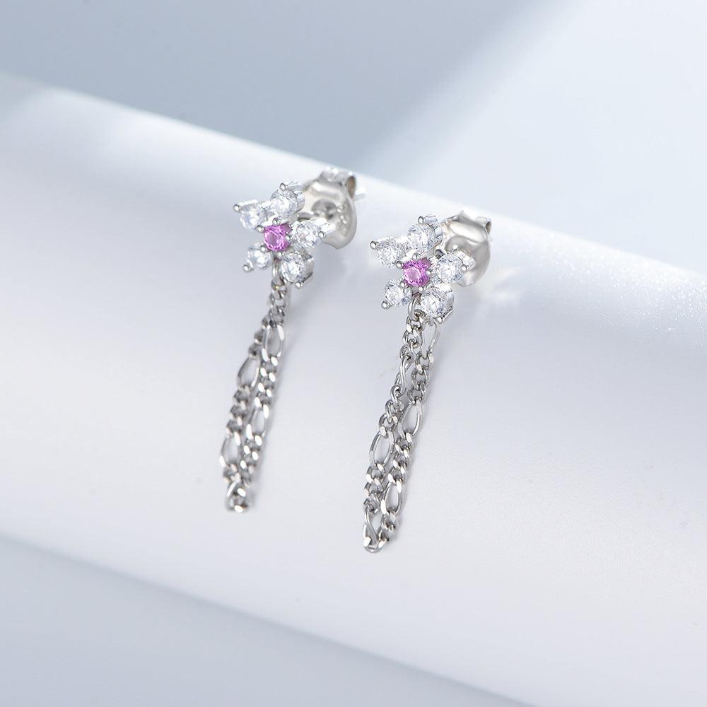 Classic sparkling tassel flower handmade series S925 sterling silver earrings