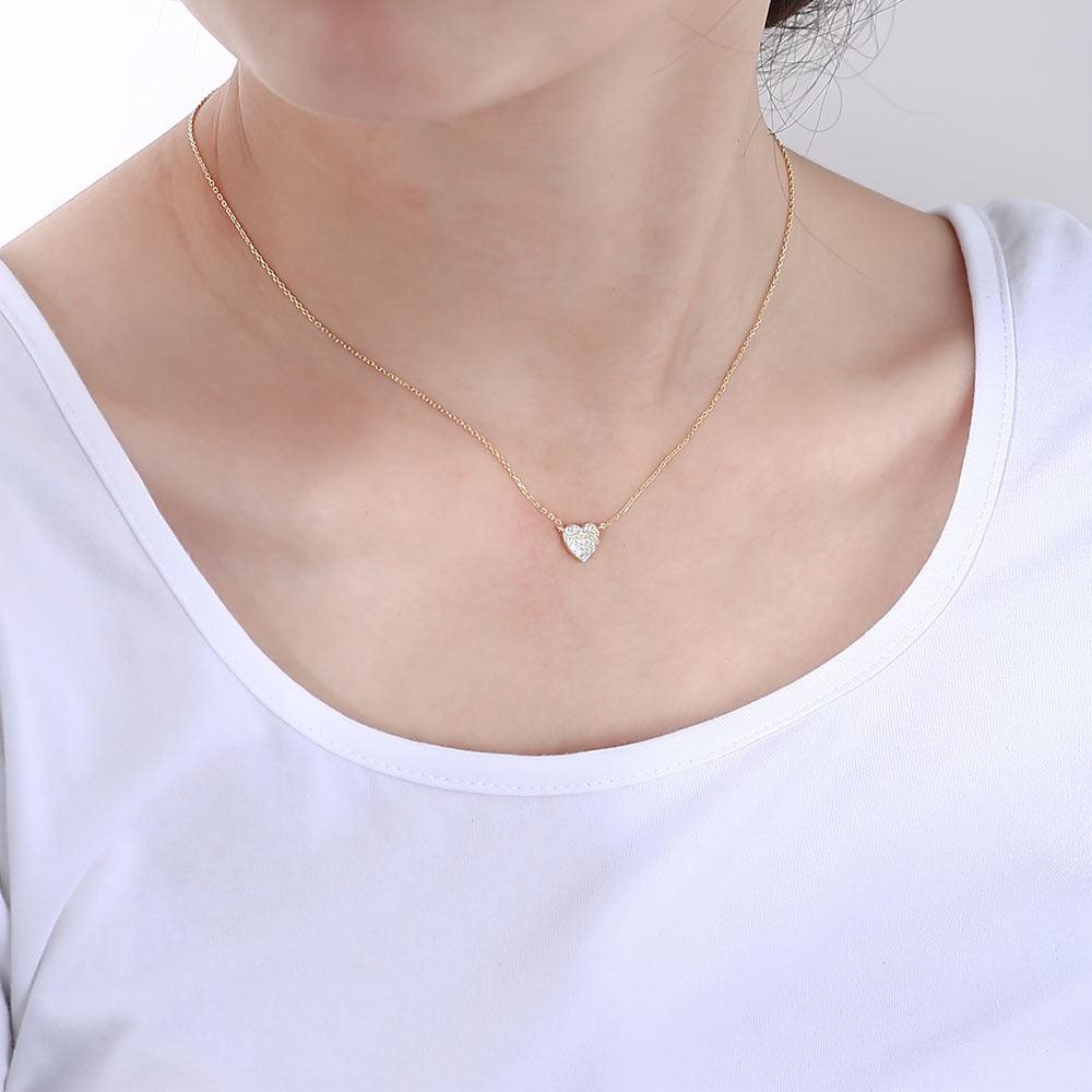 Classic Shining heart-shaped Zircon Handmade Series S925 Sterling Silver Necklace