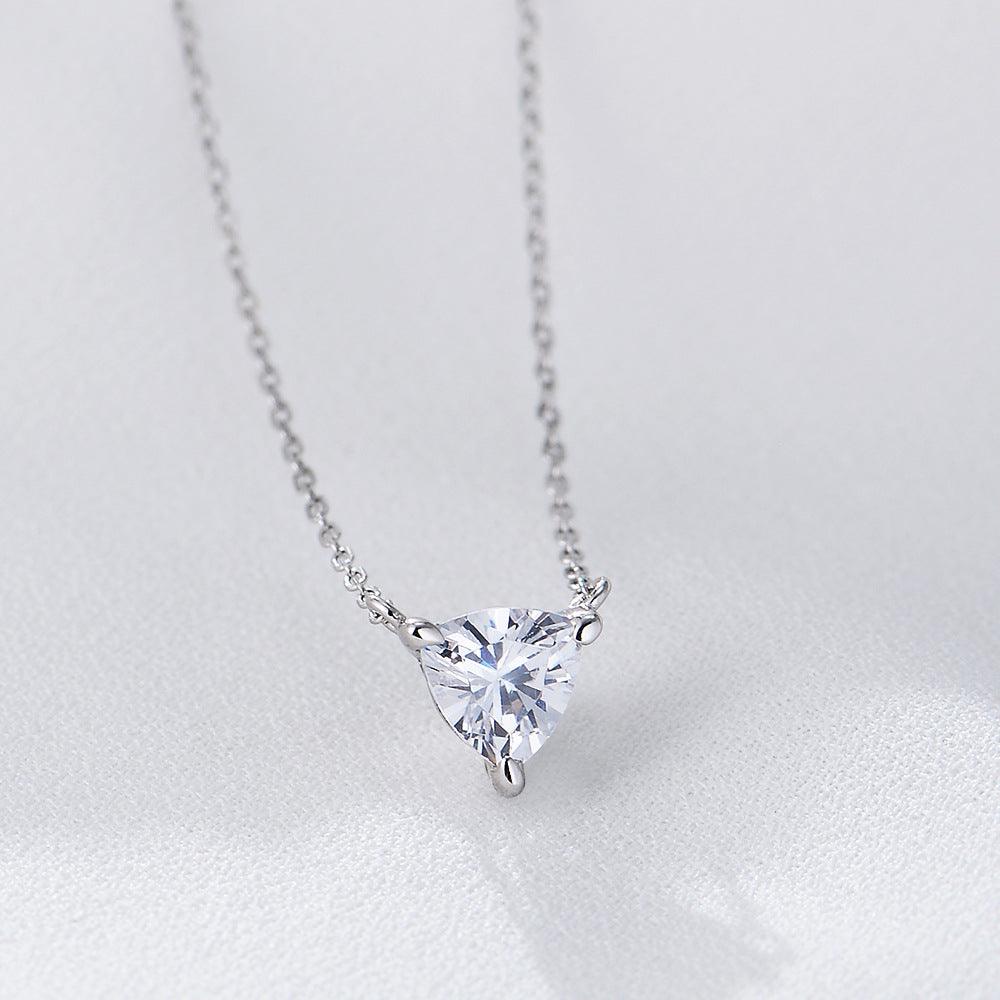 Classic sparkling triangle zircon handmade series S925 sterling silver necklace