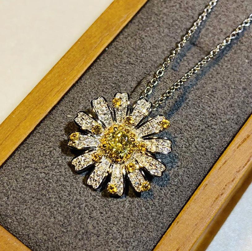 Flower Series High Carbon Imitation Diamond S925 Silver Necklace