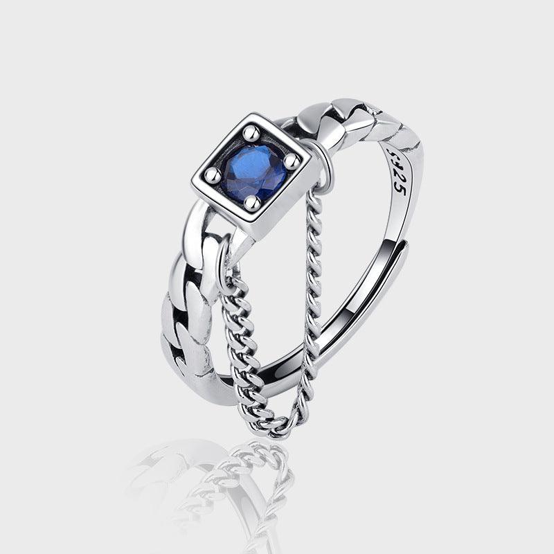 Cuban chain shape handmade series S925 sterling silver ring