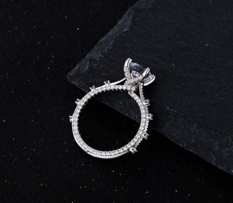 Brilliant Cut Round Wall Setting S925 Silver Ring