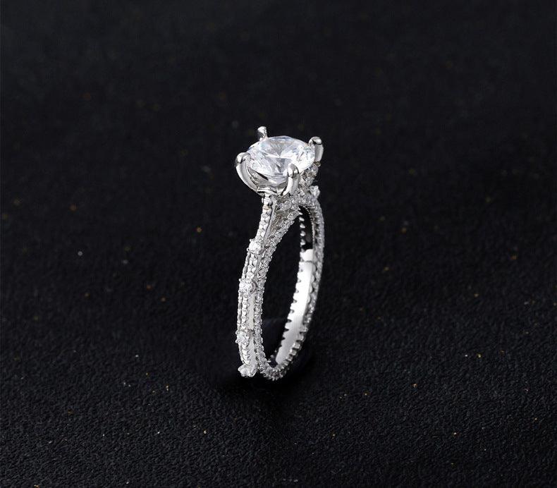 Brilliant Cut Round Wall Setting S925 Silver Ring