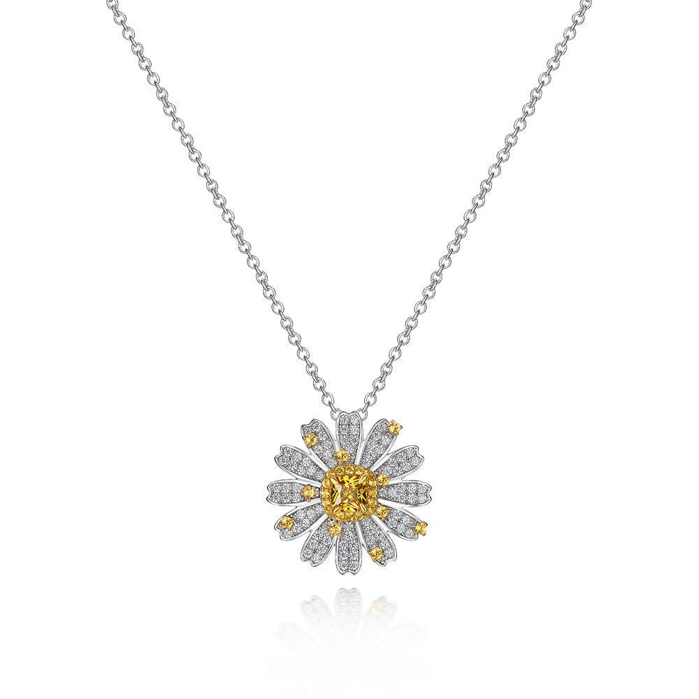 Flower Series High Carbon Imitation Diamond S925 Silver Necklace-BlingRunway