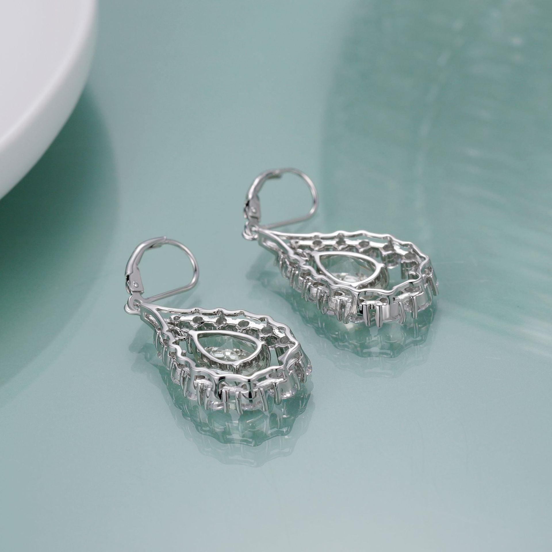 French Design S925 Silver Natural Green Amethyst Stud Earrings