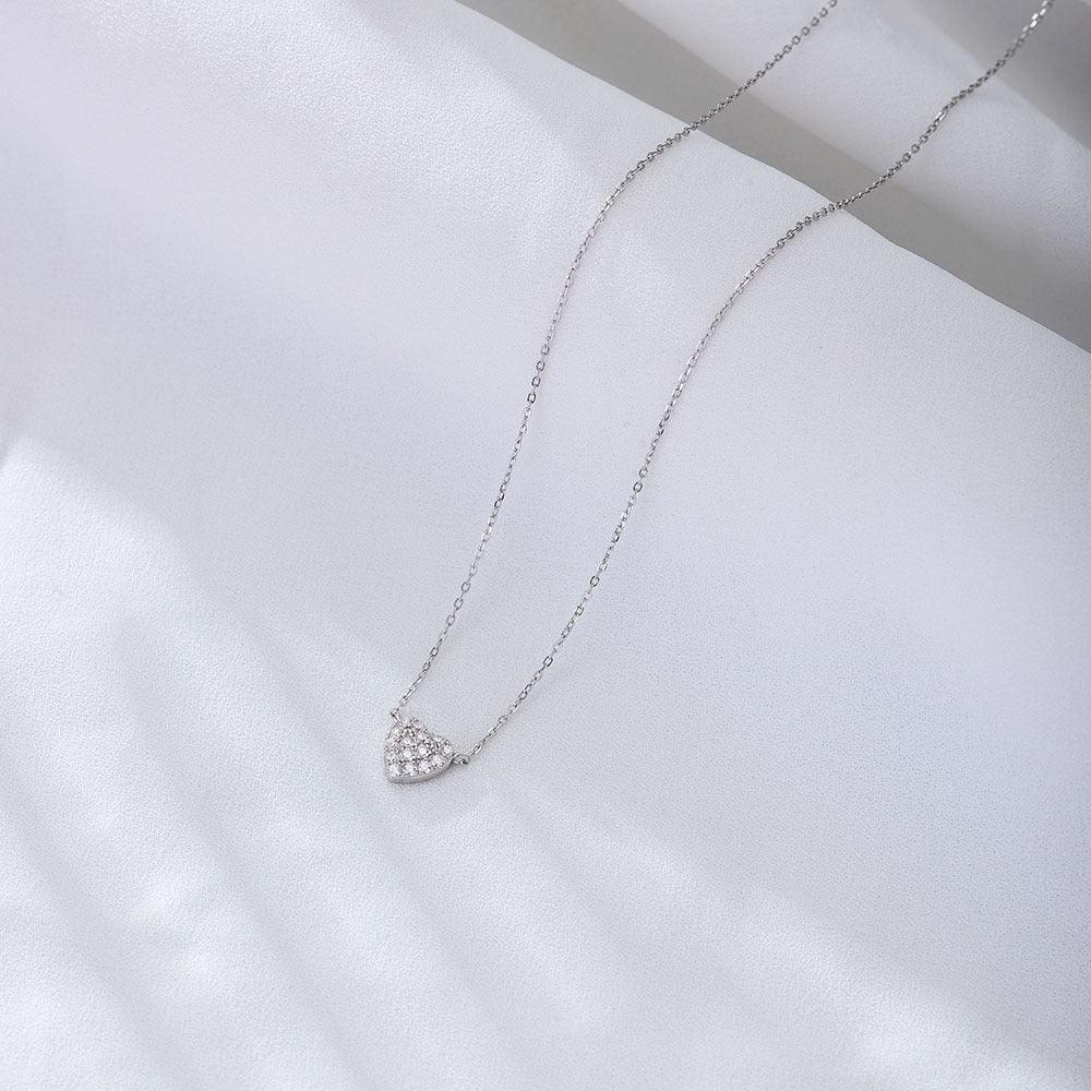 Classic Shining heart-shaped Zircon Handmade Series S925 Sterling Silver Necklace