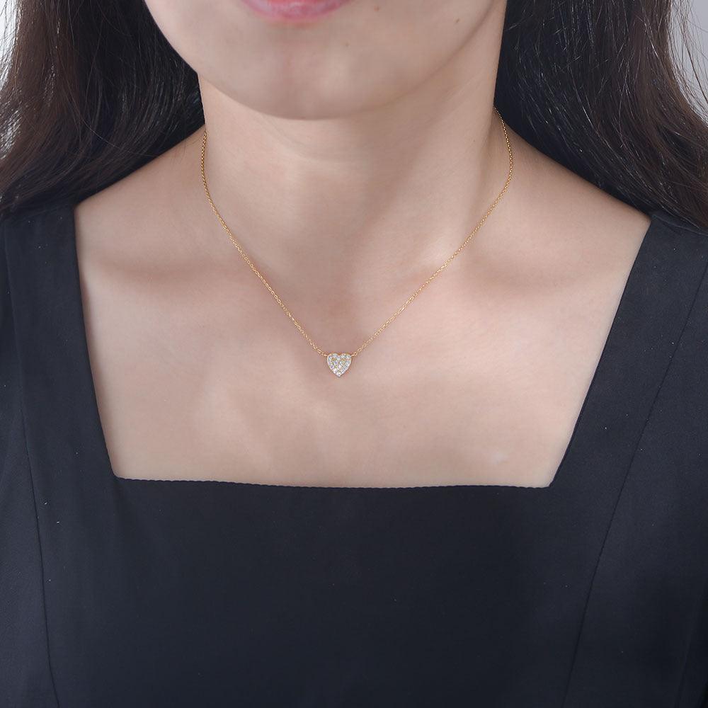 Classic Shining heart-shaped Zircon Handmade Series S925 Sterling Silver Necklace