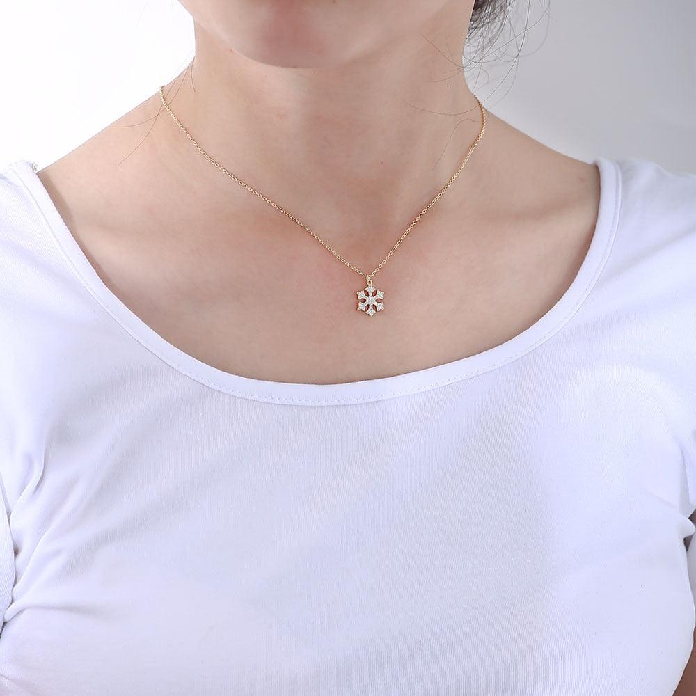 Classic Sparkling Snowflake Zircon Handmade Series S925 Sterling Silver Necklace