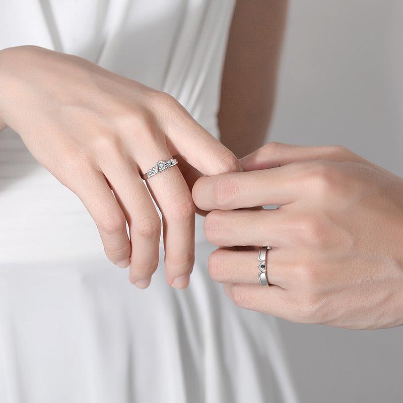 Princess And Knight S925 Sterling Silver Couple Rings