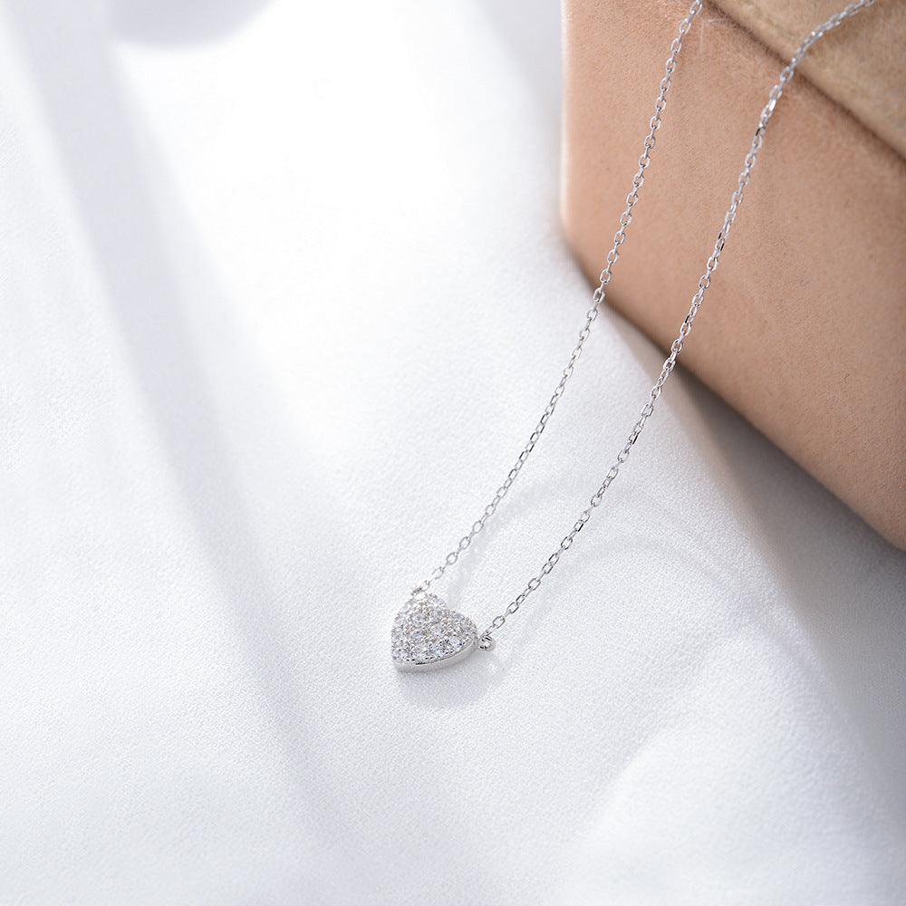Classic Shining heart-shaped Zircon Handmade Series S925 Sterling Silver Necklace