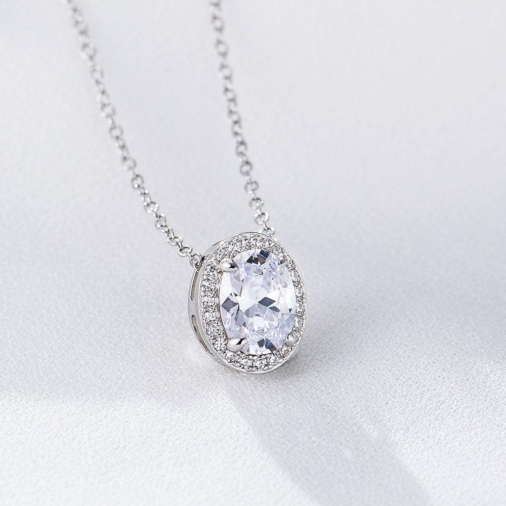 Classic sparkling oval zircon handmade series S925 sterling silver necklace