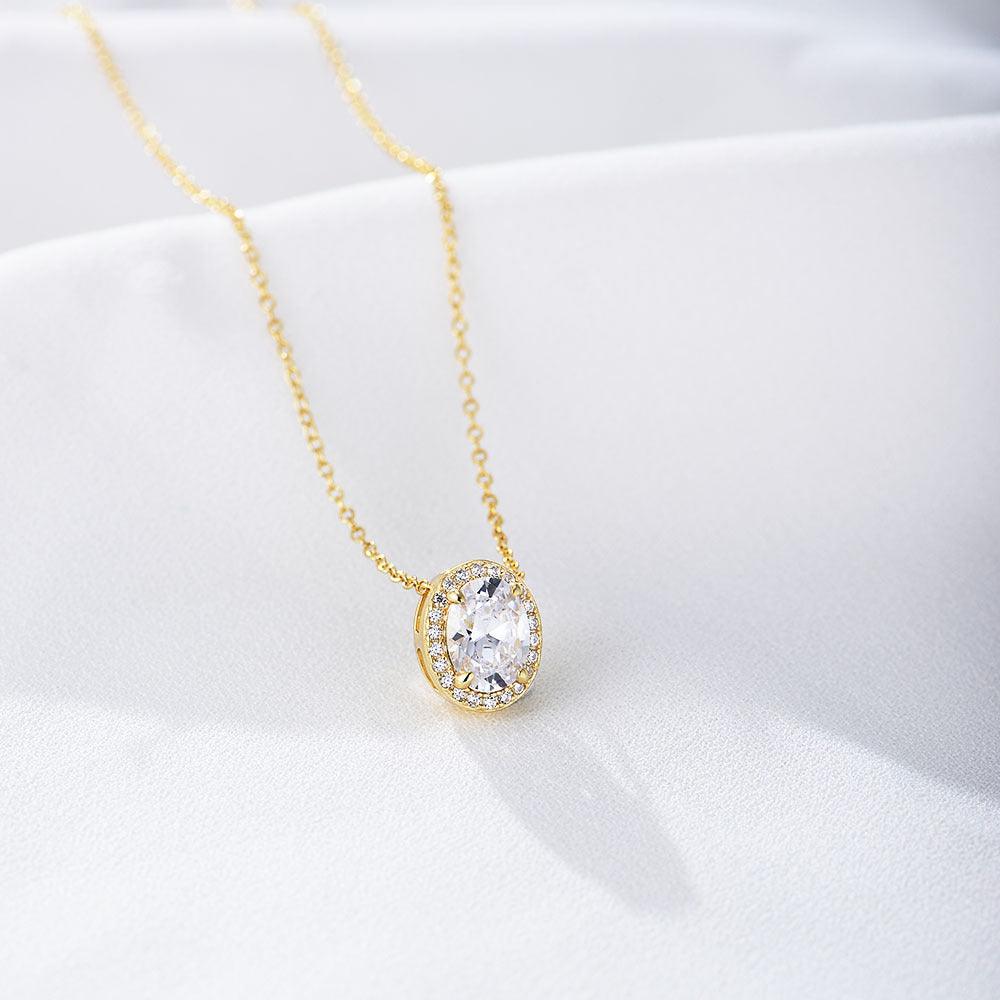 Classic sparkling oval zircon handmade series S925 sterling silver necklace