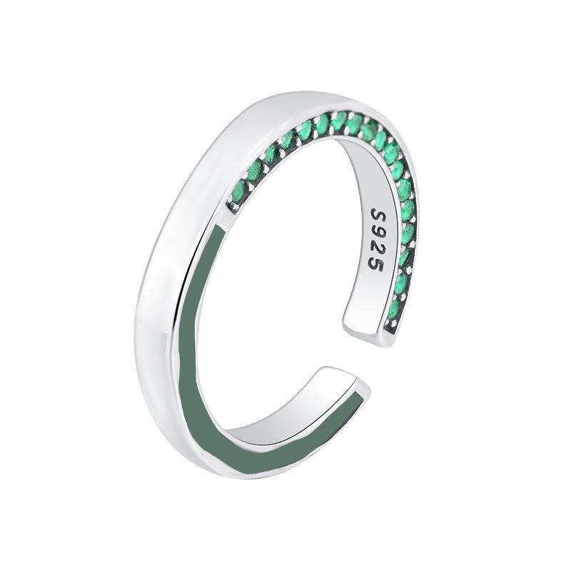 Side inlaid zircon handmade series S925 sterling silver ring-BlingRunway