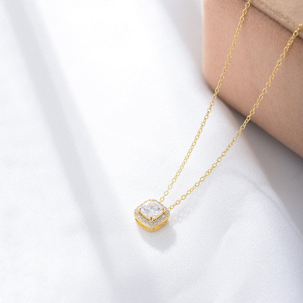 Classic Shining Square Zircon Handmade Series S925 Sterling Silver Necklace