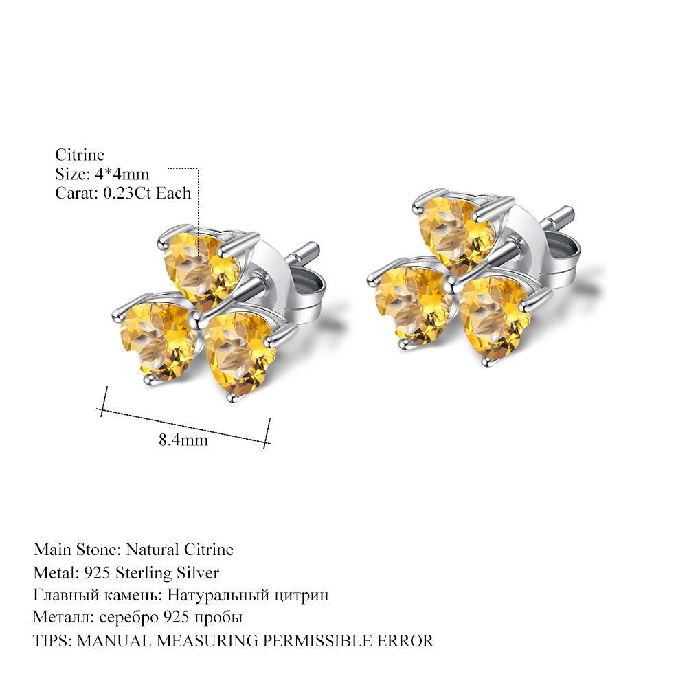 Petal Heart S925 Sterling Silver Natural Amethyst Stud Earrings