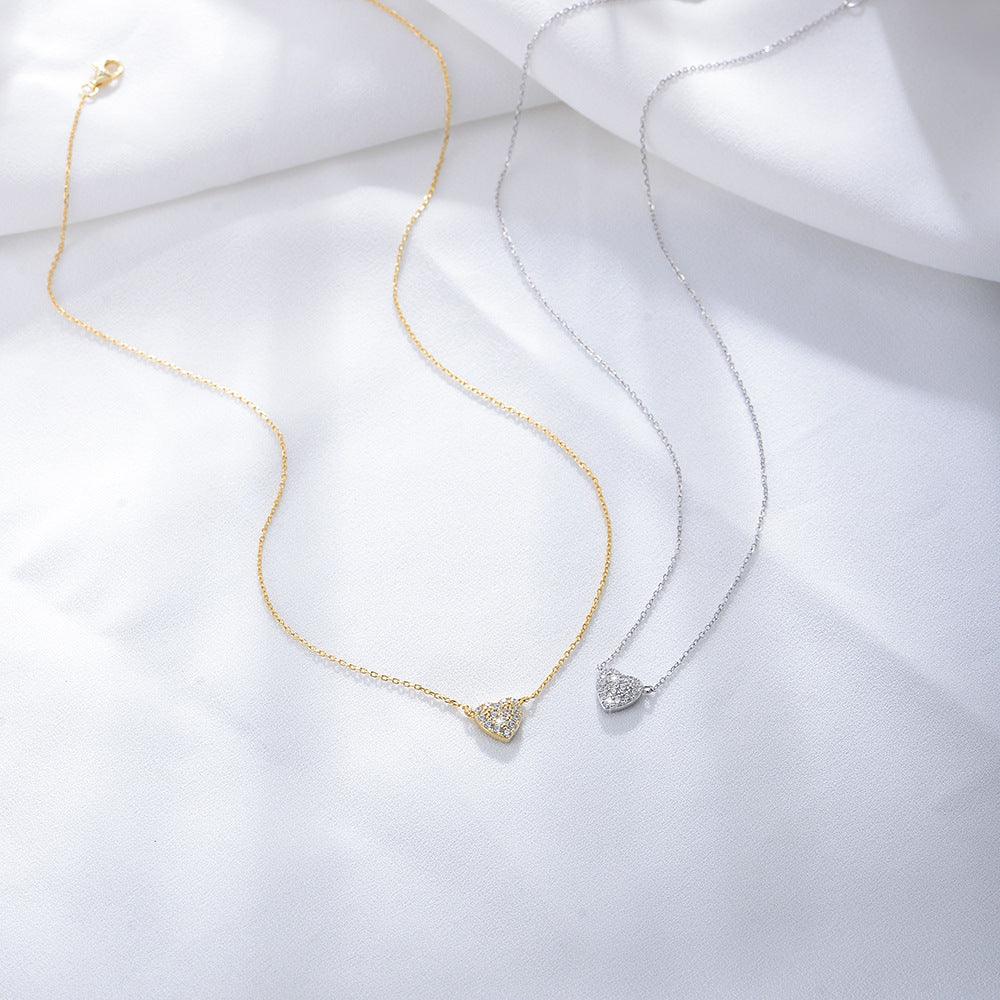 Classic Shining heart-shaped Zircon Handmade Series S925 Sterling Silver Necklace