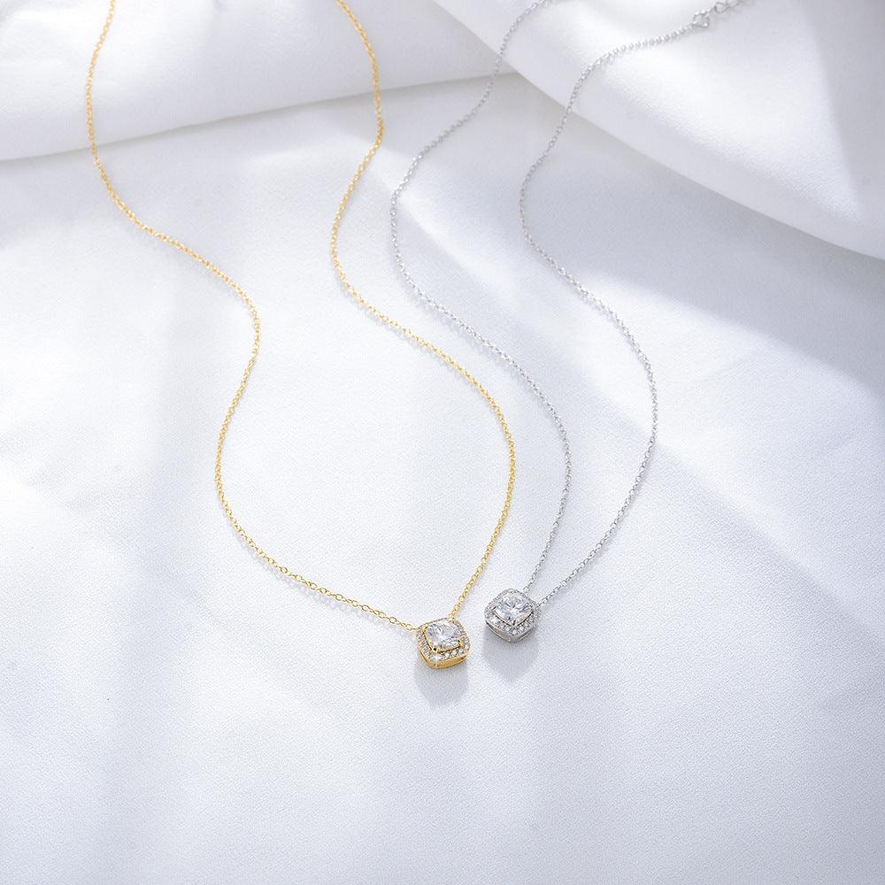 Classic Shining Square Zircon Handmade Series S925 Sterling Silver Necklace