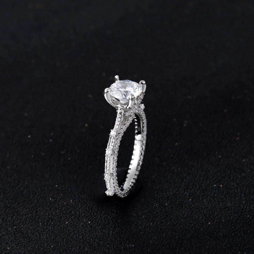 Brilliant Cut Round Wall Setting S925 Silver Ring
