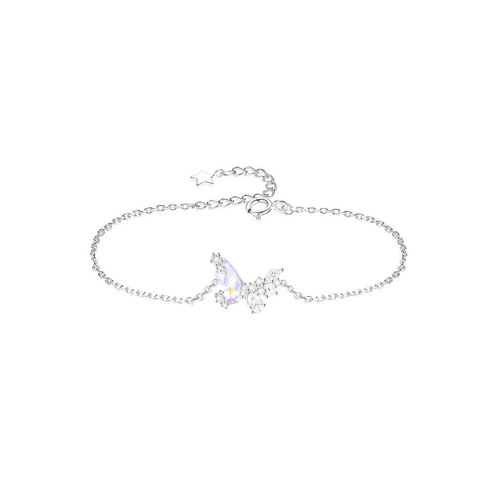 S925 Sterling Silver Pearl Stitching Aurora Butterfly Necklace Spice Girls Advanced Sense Clambone Chain