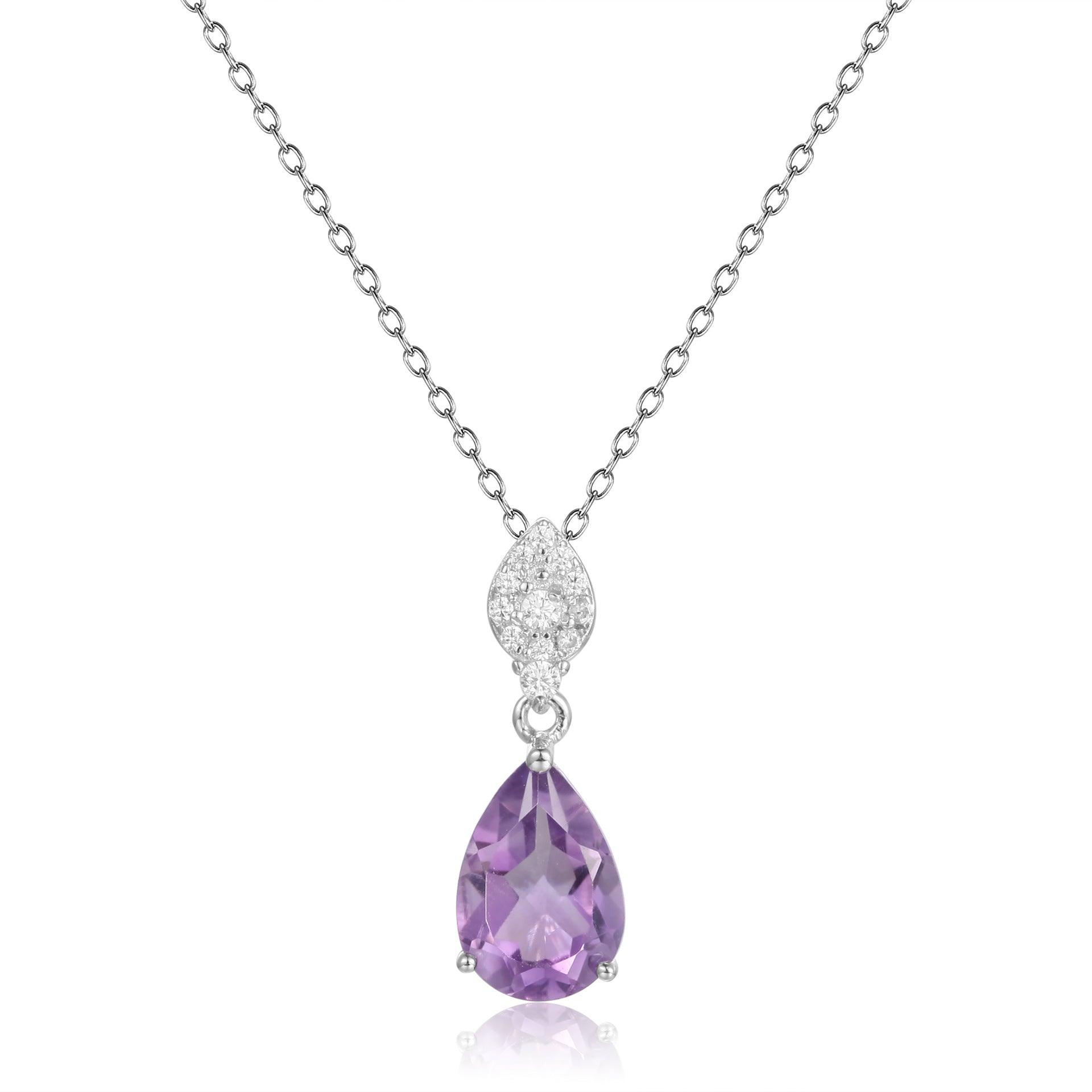 Natural Gem Fashion Droplet Design S925 Sterling Silver Necklace-BlingRunway