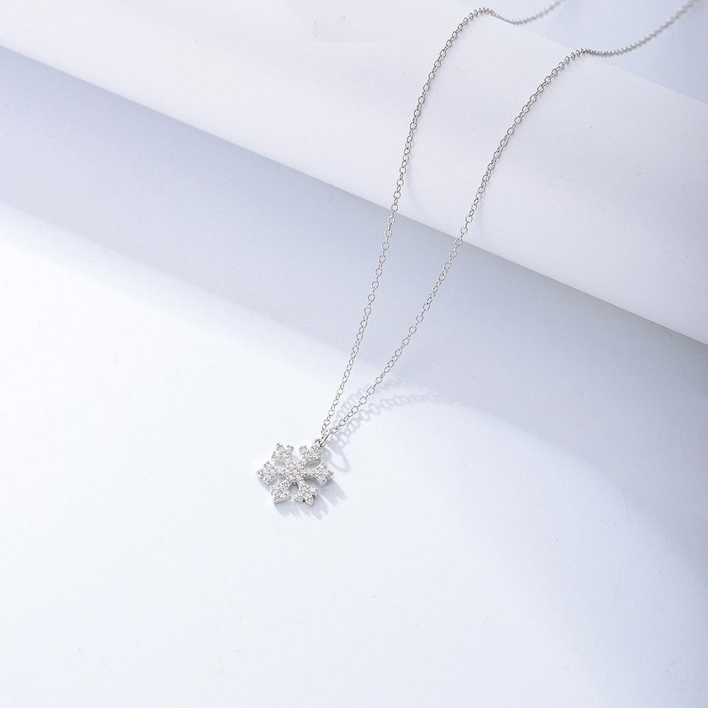 Classic Sparkling Snowflake Zircon Handmade Series S925 Sterling Silver Necklace