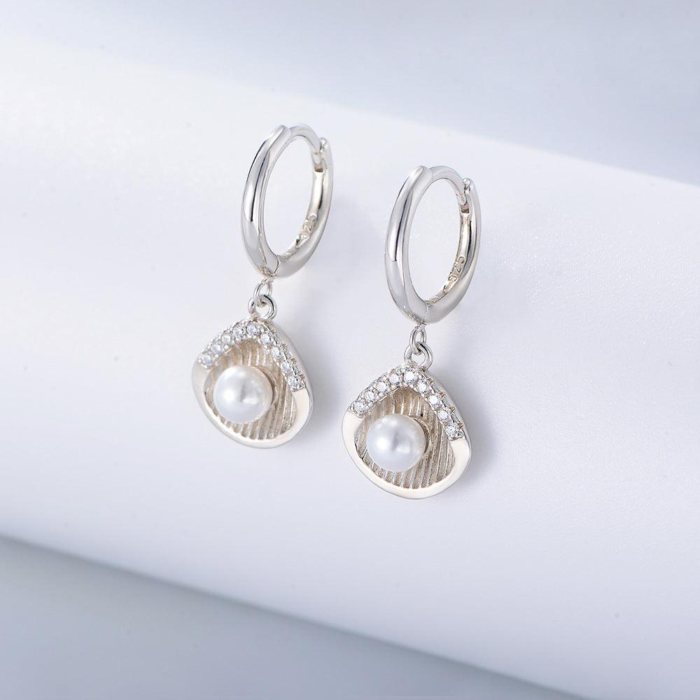 Shell-shaped Handmade Series S925 Sterling Silver Pearl Earrings