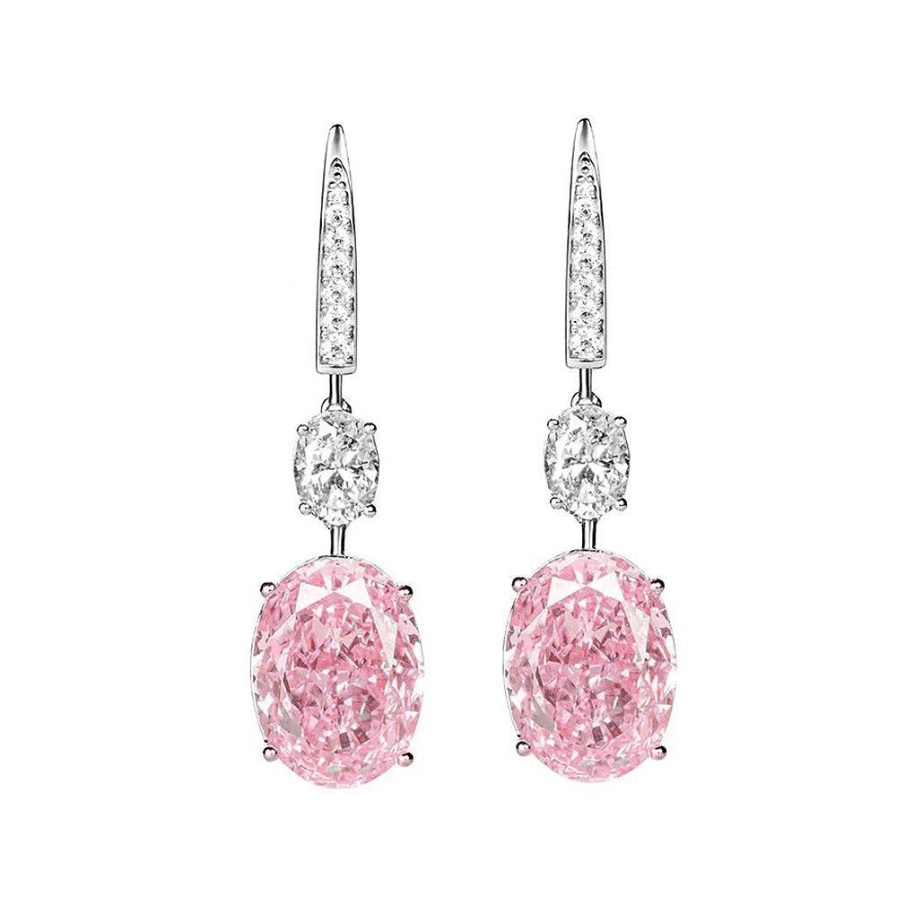 Luxury inlaid synthetic yellow diamond S925 sterling silver earrings