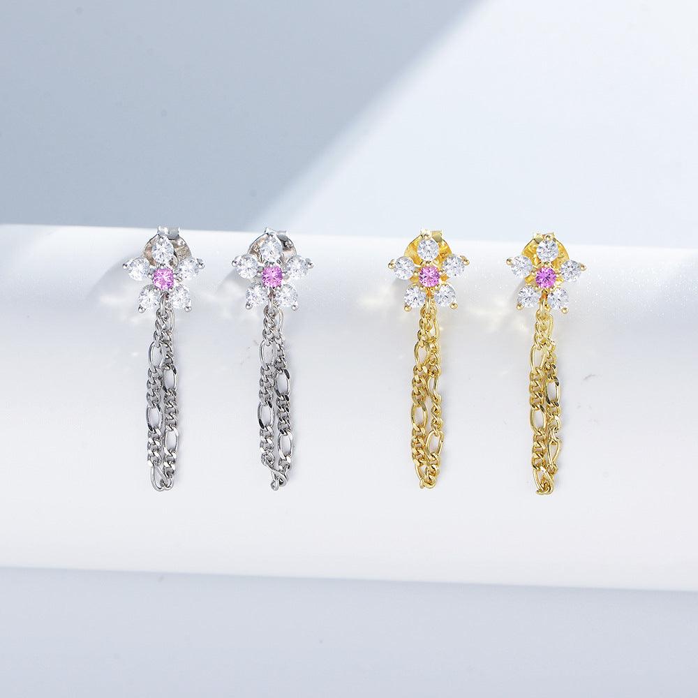 Classic sparkling tassel flower handmade series S925 sterling silver earrings