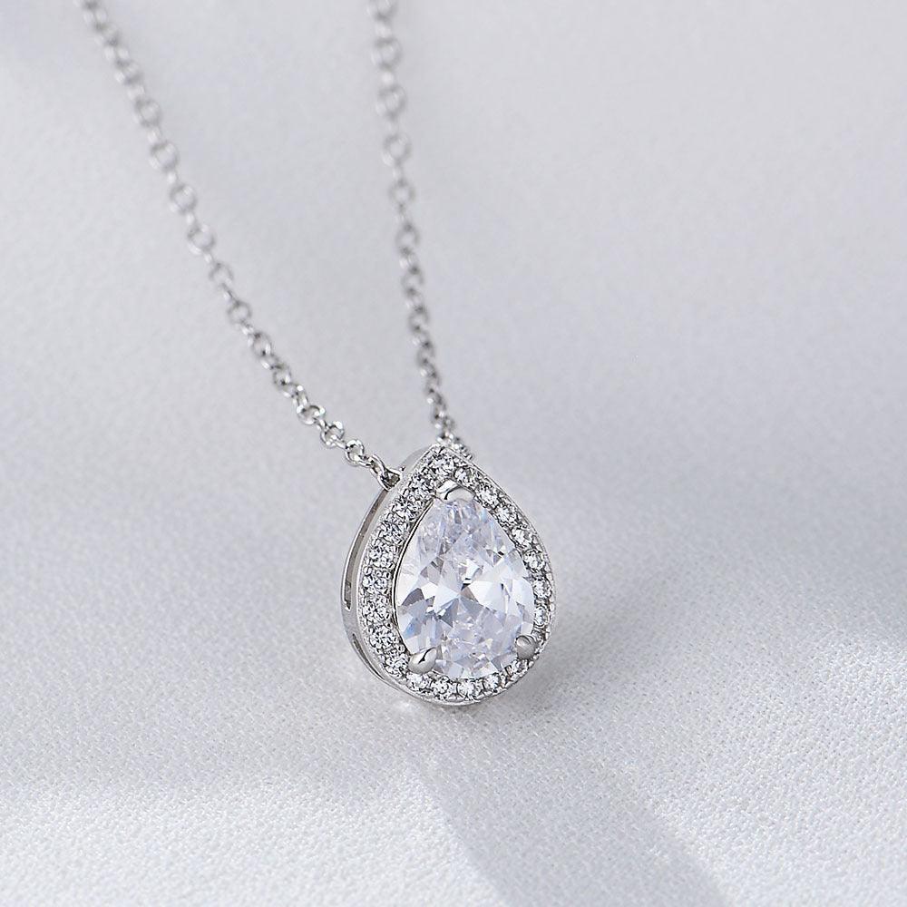 Classic Sparkling Water Drop Zircon Handmade Series S925 Sterling Silver Necklace