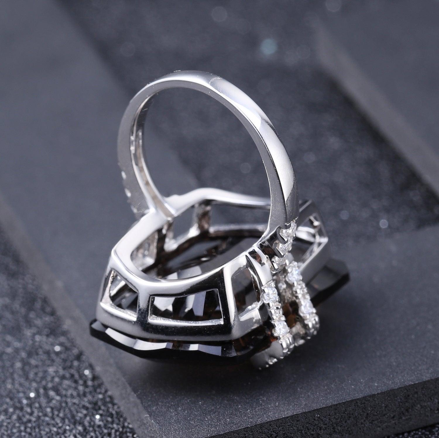 Hexagonal Set S925 Sterling Silver Natural Gem Stone Ring-BlingRunway