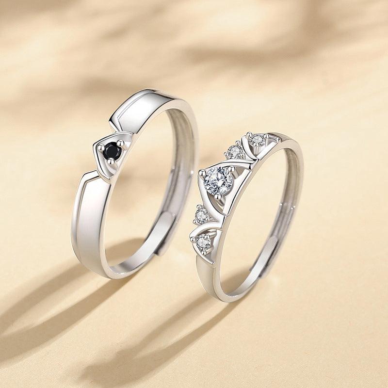Princess And Knight S925 Sterling Silver Couple Rings