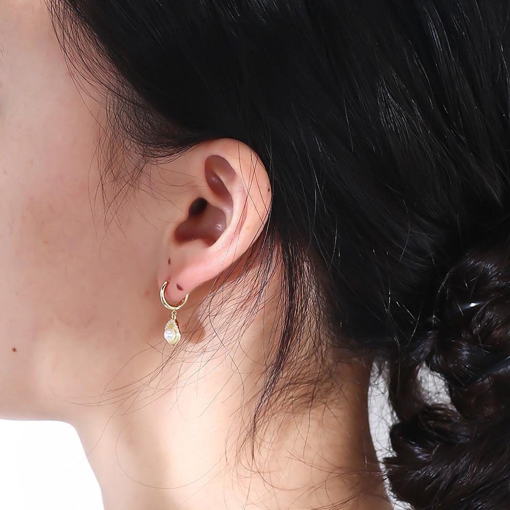 Shell-shaped Handmade Series S925 Sterling Silver Pearl Earrings