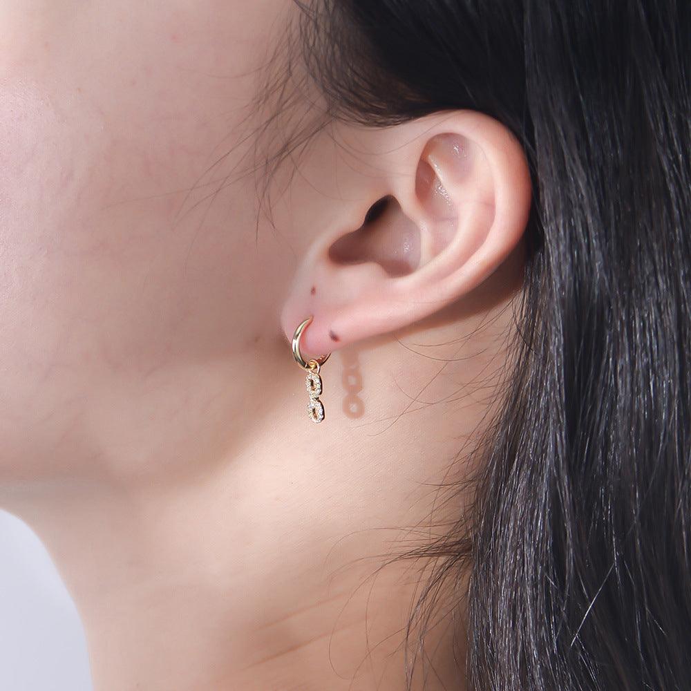 Classic Double Ring Zircon Handmade Series S925 Sterling Silver Earrings