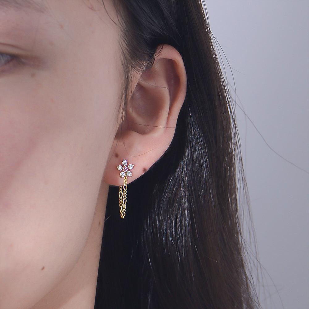 Classic sparkling tassel flower handmade series S925 sterling silver earrings