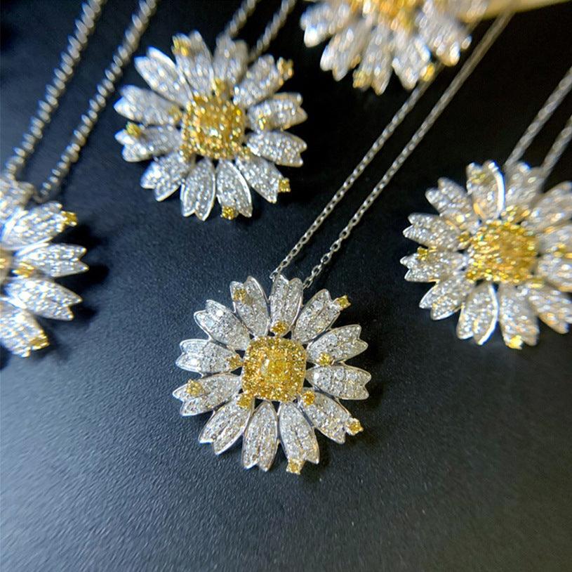 Flower Series High Carbon Imitation Diamond S925 Silver Necklace