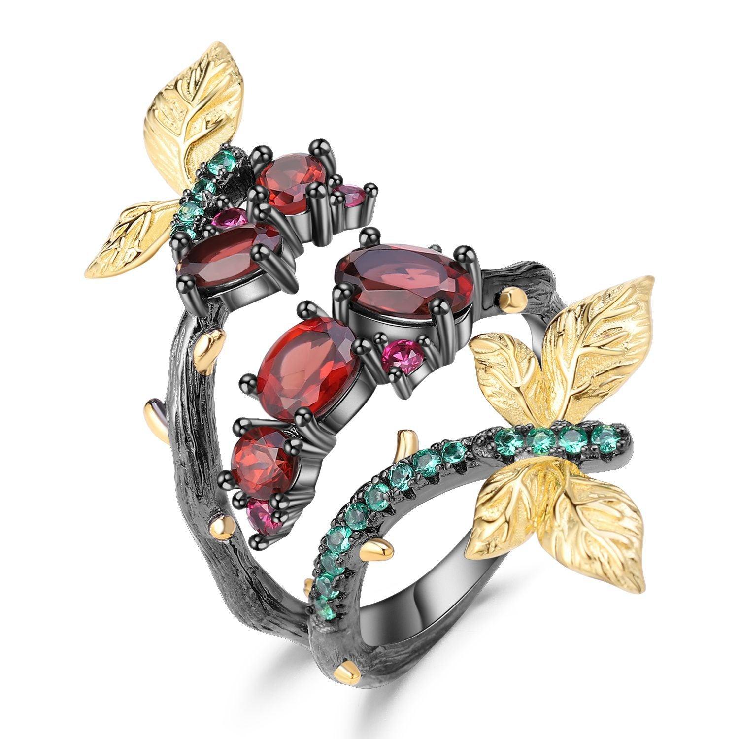 Secret Garden Series Wind Butterfly S925 Sterling Silver Natural Amethyst Ring