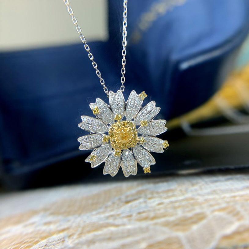 Flower Series High Carbon Imitation Diamond S925 Silver Necklace